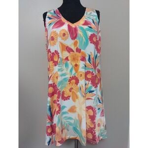 Beach Break Floral Sleeveless Criss Cross Back Summer Coverup  Sun Dress L